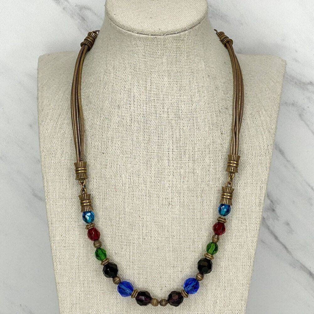 Chico's Colorful Beaded Gold Tone Necklace